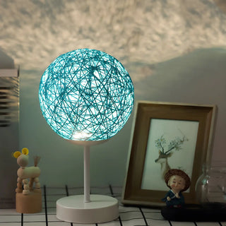 Stylish Macaron Rattan Globe Shade Decor Table Lamp Zawala Image - 3