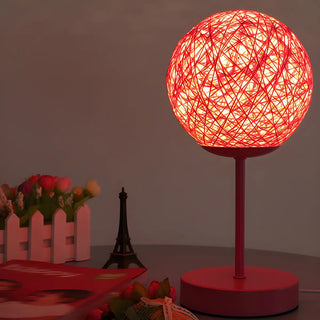 Stylish Macaron Rattan Globe Shade Decor Table Lamp Zawala Image - 5