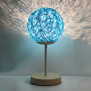 Stylish Macaron Rattan Globe Shade Decor Table Lamp Zawala Image - 6
