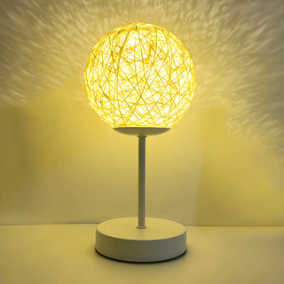 Stylish Macaron Rattan Globe Shade Decor Table Lamp Zawala Image - 7