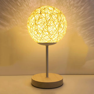 Stylish Macaron Rattan Globe Shade Decor Table Lamp Zawala Image - 9