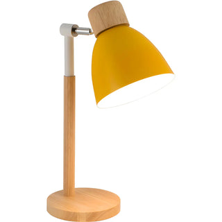 Macaroon Yellow Aluminum Shade Bell Wood Table Lamp Zawala Image - 10
