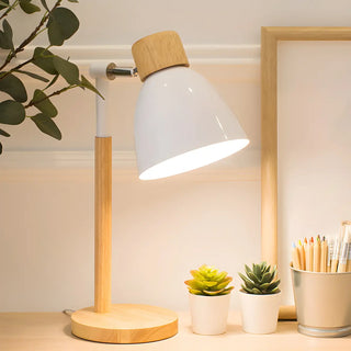 Macaroon Yellow Aluminum Shade Bell Wood Table Lamp Zawala Image - 3