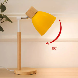 Macaroon Yellow Aluminum Shade Bell Wood Table Lamp Zawala Image - 5