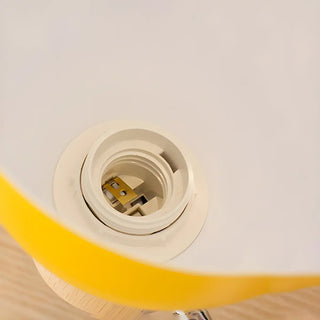Macaroon Yellow Aluminum Shade Bell Wood Table Lamp Zawala Image - 8