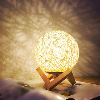 Simple Macaron Rattan Wooden Frame Base Table Lamp Zawala Image - 11