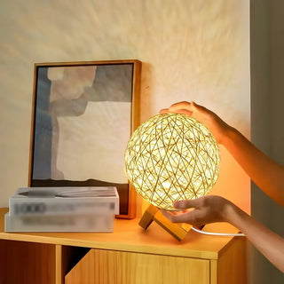 Simple Macaron Rattan Wooden Frame Base Table Lamp Zawala Image - 13