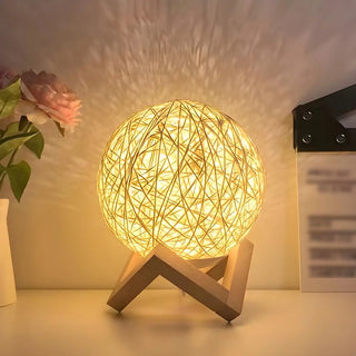 Simple Macaron Rattan Wooden Frame Base Table Lamp Zawala Image - 17