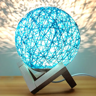 Simple Macaron Rattan Wooden Frame Base Table Lamp Zawala Image - 2