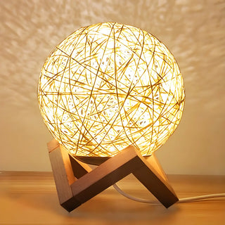 Simple Macaron Rattan Wooden Frame Base Table Lamp Zawala Image - 8