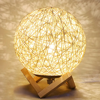 Simple Macaron Rattan Wooden Frame Base Table Lamp Zawala Image - 9