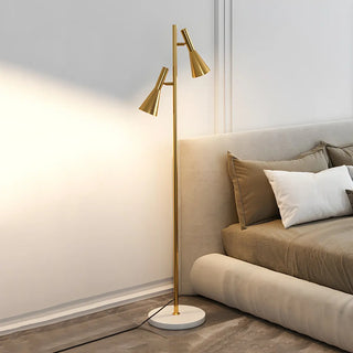 2-Light Cone Modern Gold Floor Lamp with Marble Base Zawala Image - 10