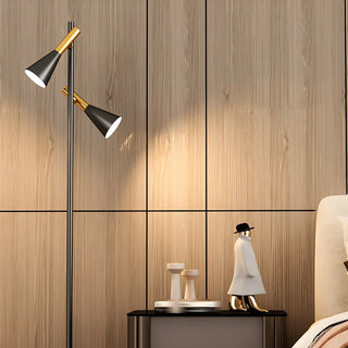 2-Light Cone Modern Gold Floor Lamp with Marble Base Zawala Image - 11