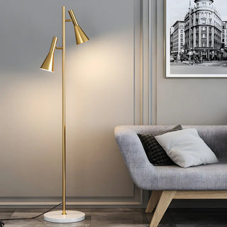 2-Light Cone Modern Gold Floor Lamp with Marble Base Zawala Image - 12