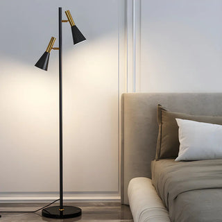 2-Light Cone Modern Gold Floor Lamp with Marble Base Zawala Image - 2