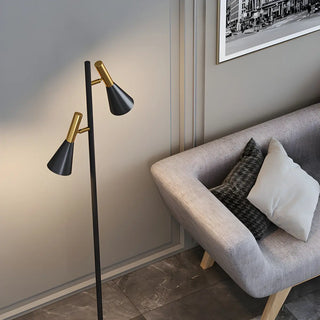 2-Light Cone Modern Gold Floor Lamp with Marble Base Zawala Image - 3