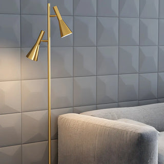 2-Light Cone Modern Gold Floor Lamp with Marble Base Zawala Image - 5