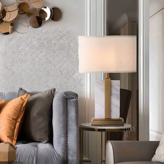 Contemporary Rectangular Marble Living Room Table Lamp Zawala Image - 1