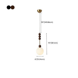 Modern Black Matte White Glass Globe Pendant Light Zawala #size