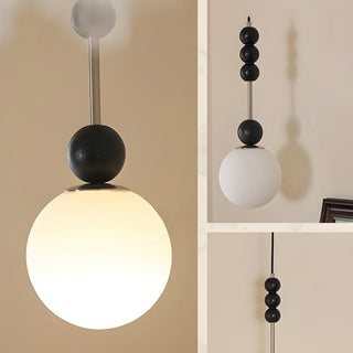 Modern Black Matte White Glass Globe Pendant Light Zawala Image - 3