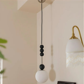 Modern Black Matte White Glass Globe Pendant Light Zawala Image - 4