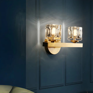 Elegant Crystal Glass Gold LED Vanity Light Fixture Zawala Image - 1