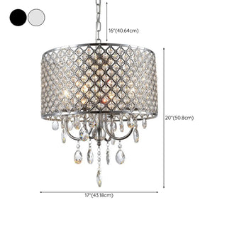 ZOWALA - Crystal Mesh Chrome Living Room Small Drum Chandelier #size