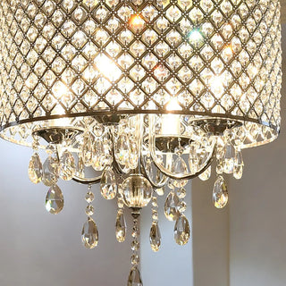 ZOWALA - Crystal Mesh Chrome Living Room Small Drum Chandelier Image - 7