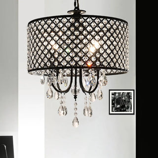 ZOWALA - Crystal Mesh Chrome Living Room Small Drum Chandelier Image - 9
