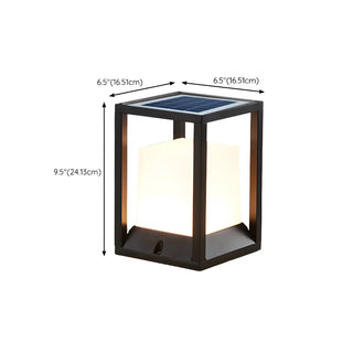 Simple Metal Black Frame Solar Outdoor White Cube Lamp Zawala #size