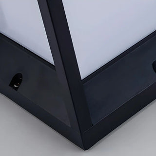 Simple Metal Black Frame Solar Outdoor White Cube Lamp Zawala Image - 9