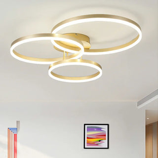 ZOWALA - Three White Circle LED Semi-Flush Mount Ceiling Light Image - 30