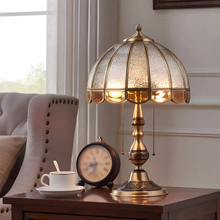 Vintage Golden Umbrella Dome Brass Glass Table Lamp Zawala Image - 2