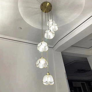 ZOWALA - Elegant Clear Glass Flower Spiral Stairwell Pendant Light Image - 1