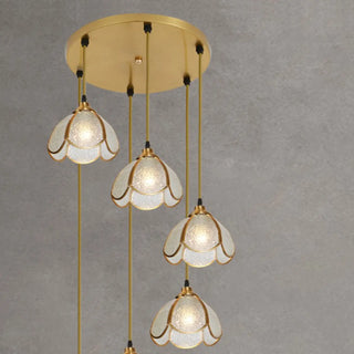 ZOWALA - Elegant Clear Glass Flower Spiral Stairwell Pendant Light Image - 13