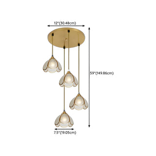 ZOWALA - Elegant Clear Glass Flower Spiral Stairwell Pendant Light #size
