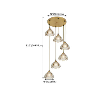 ZOWALA - Elegant Clear Glass Flower Spiral Stairwell Pendant Light Image - 15