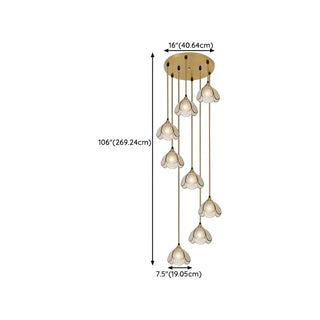 ZOWALA - Elegant Clear Glass Flower Spiral Stairwell Pendant Light Image - 16