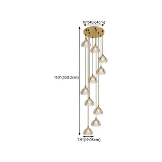 ZOWALA - Elegant Clear Glass Flower Spiral Stairwell Pendant Light Image - 17
