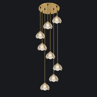 ZOWALA - Elegant Clear Glass Flower Spiral Stairwell Pendant Light Image - 7