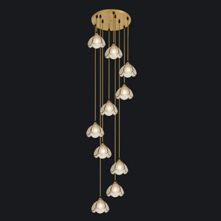 ZOWALA - Elegant Clear Glass Flower Spiral Stairwell Pendant Light Image - 8