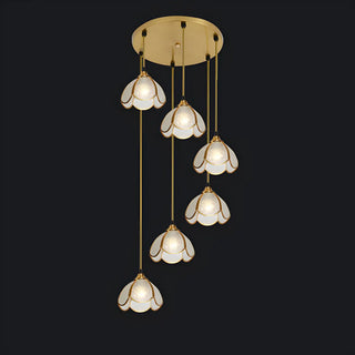 ZOWALA - Elegant Clear Glass Flower Spiral Stairwell Pendant Light Image - 9