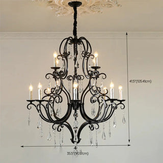 ZOWALA - Victorian Candelabra Dining Room Black Large Chandelier #size