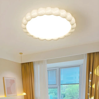 ZOWALA - Milk Cocoa Round Resin Flush Mount Light Image - 1