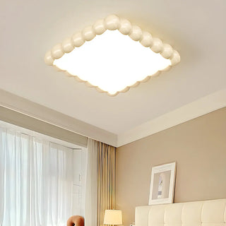 ZOWALA - Milk Cocoa Round Resin Flush Mount Light Image - 2