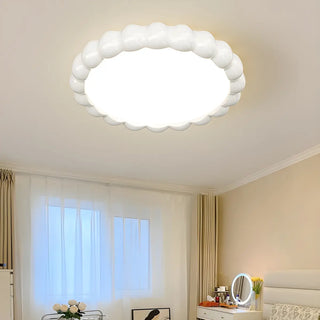 ZOWALA - Milk Cocoa Round Resin Flush Mount Light Image - 4