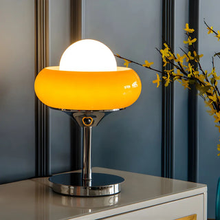 Creative Bowl Shape Glass Shade Metal Base Table Lamp Zawala Image - 1