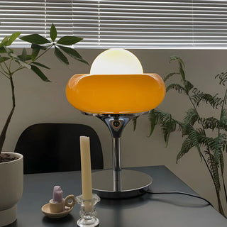 Creative Bowl Shape Glass Shade Metal Base Table Lamp Zawala Image - 3