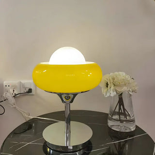 Creative Bowl Shape Glass Shade Metal Base Table Lamp Zawala Image - 4