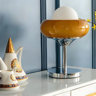 Creative Bowl Shape Glass Shade Metal Base Table Lamp Zawala Image - 5